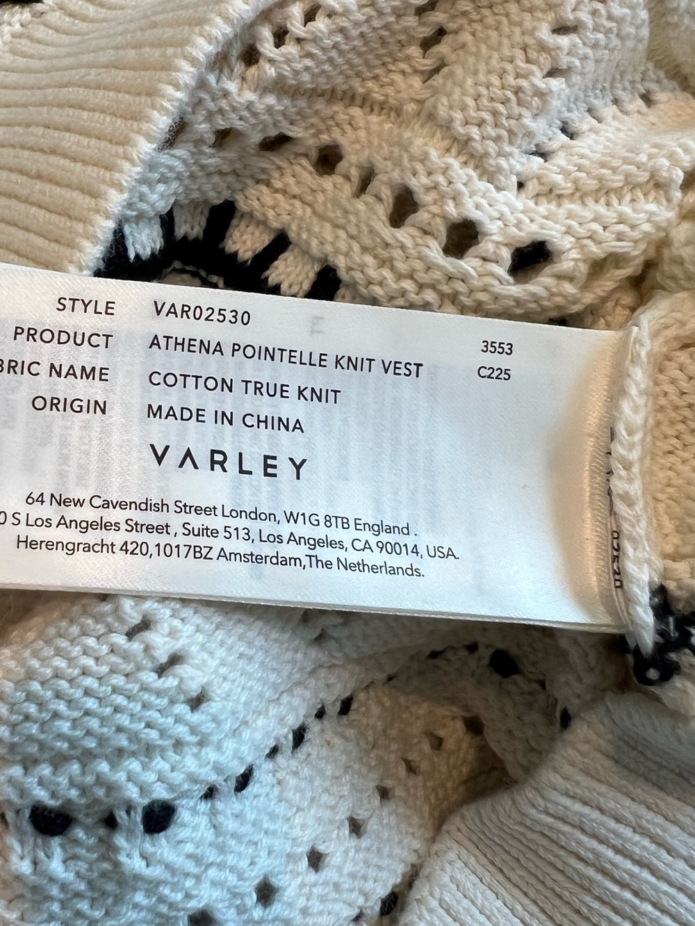 Varley Sleeveless Pointelle Sweater Vest Athena Knit New Small Anthropologie - Picture 9 of 10
